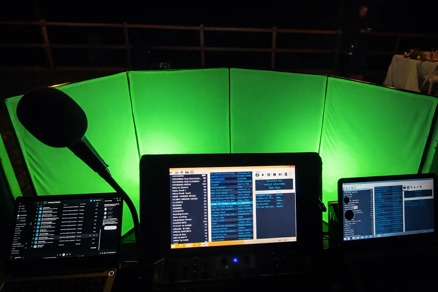 Atmospheric DJ lighting at wedding reception